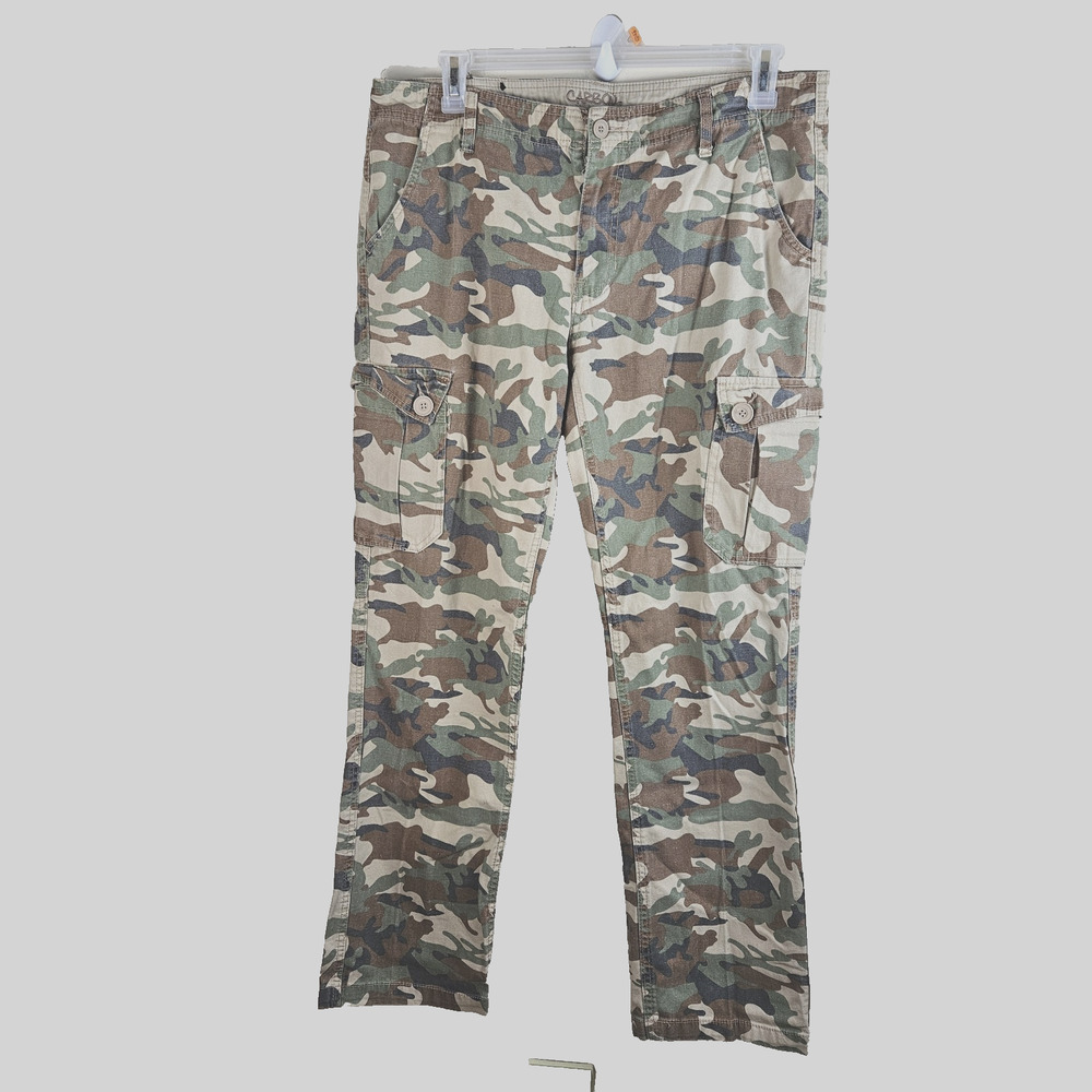Carbon Men’s Camo Cargo Pants 36x32 Low Rise Slim Straight Camouflage Y2K Street